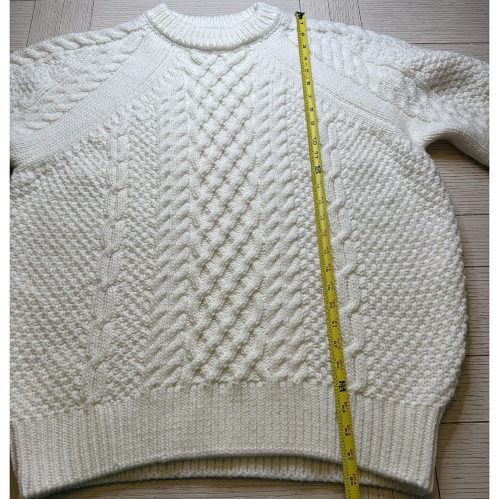 FOREVER 21 Women Ivory Chunky Cozy Cable Knit Pullover Rory Gilmore Sweater Sz L - Picture 3 of 8